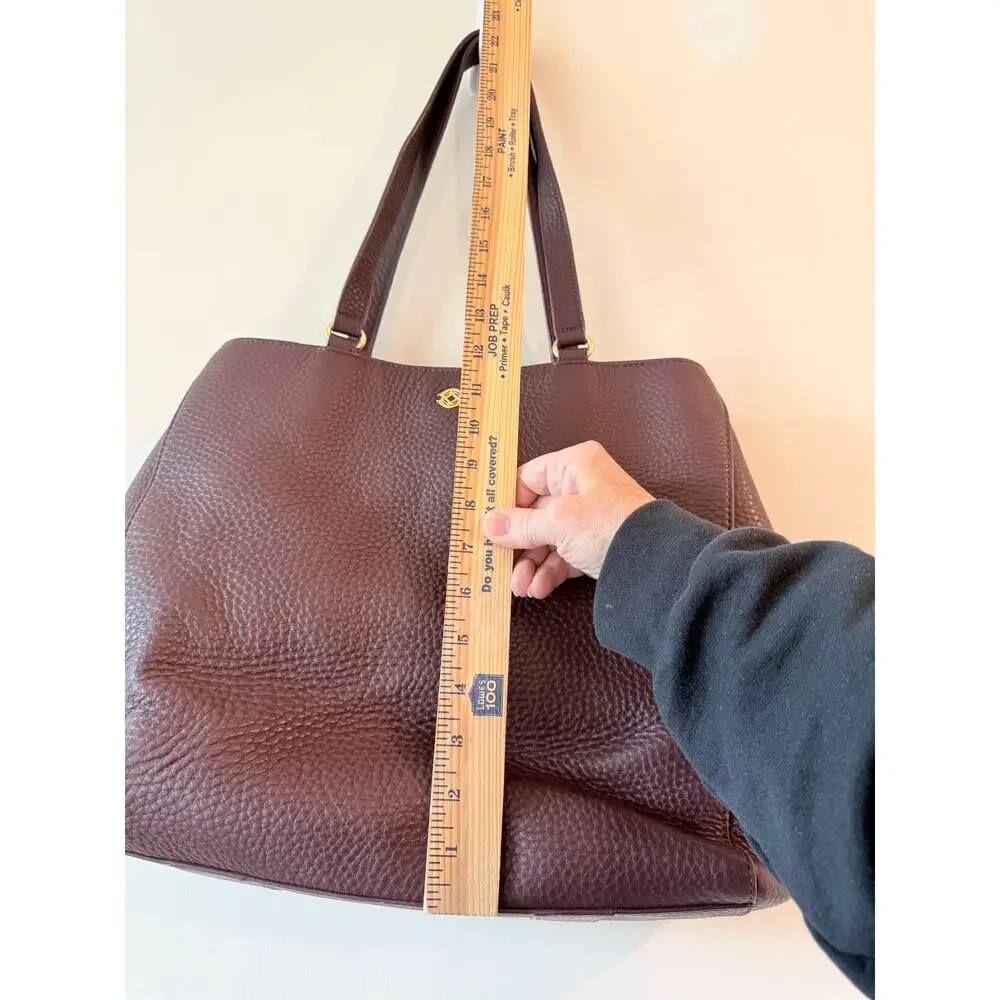 Dagne Dover Allyn Leather Tote Bag Women Red Dual Shoulder Strap Snap Closure